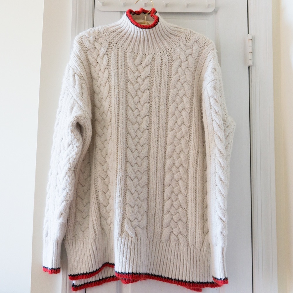 Zara White Military Marine Oversize Sweater Dress